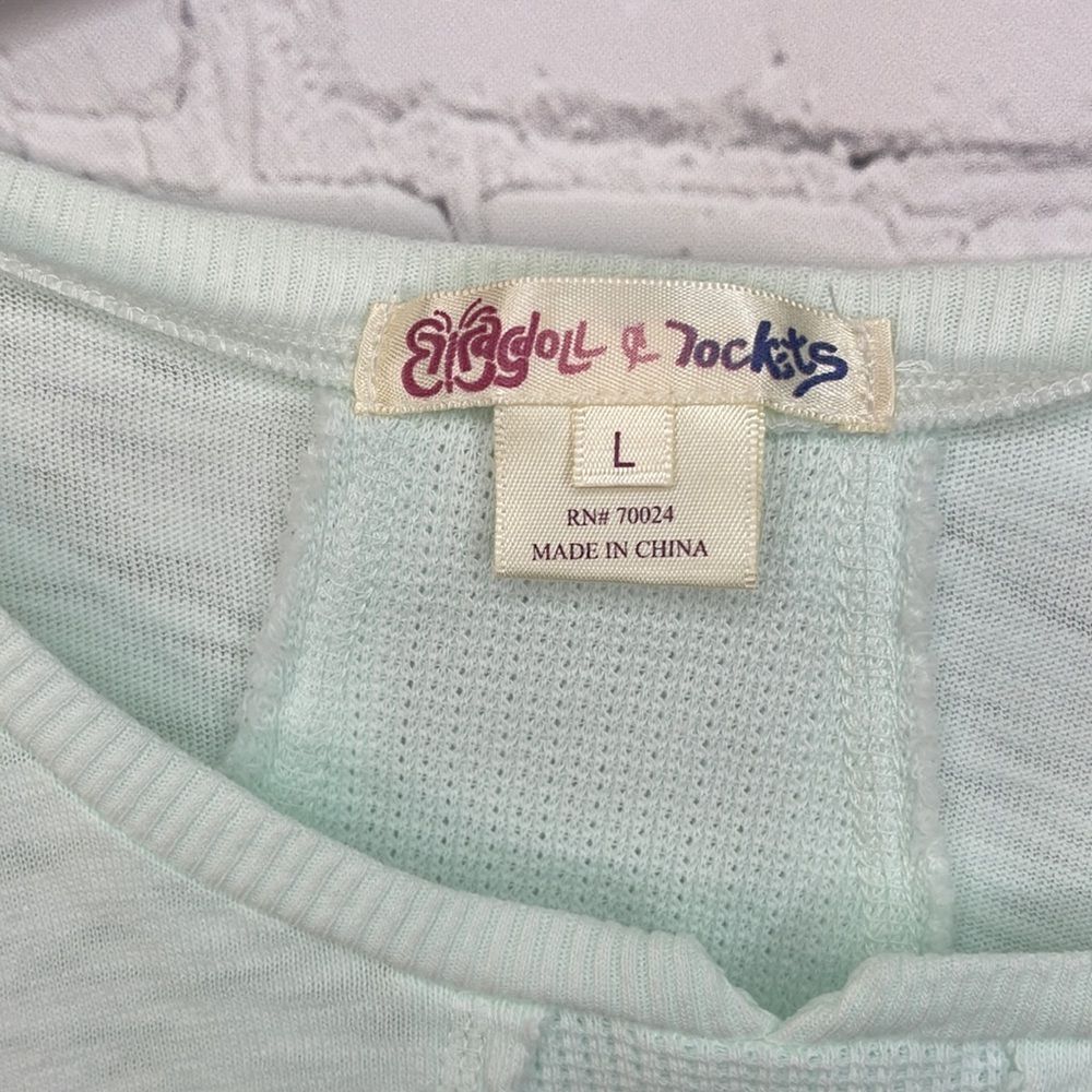 Ragdoll & Rockets Mint Long Sleeve Distressed Top Girls Size Large - Picture 2 of 6